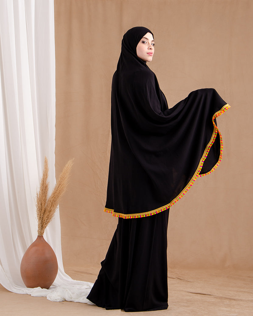 Cotton Viscose 2 Pieces Prayer Set Black